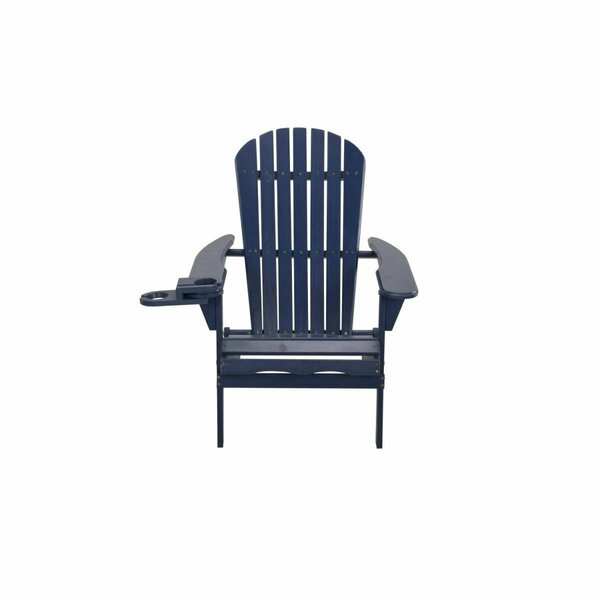 Bold Fontier 35 x 32 x 28 in. Foldable Adirondack Chair with Cup Holder, Navy Blue BO3276140